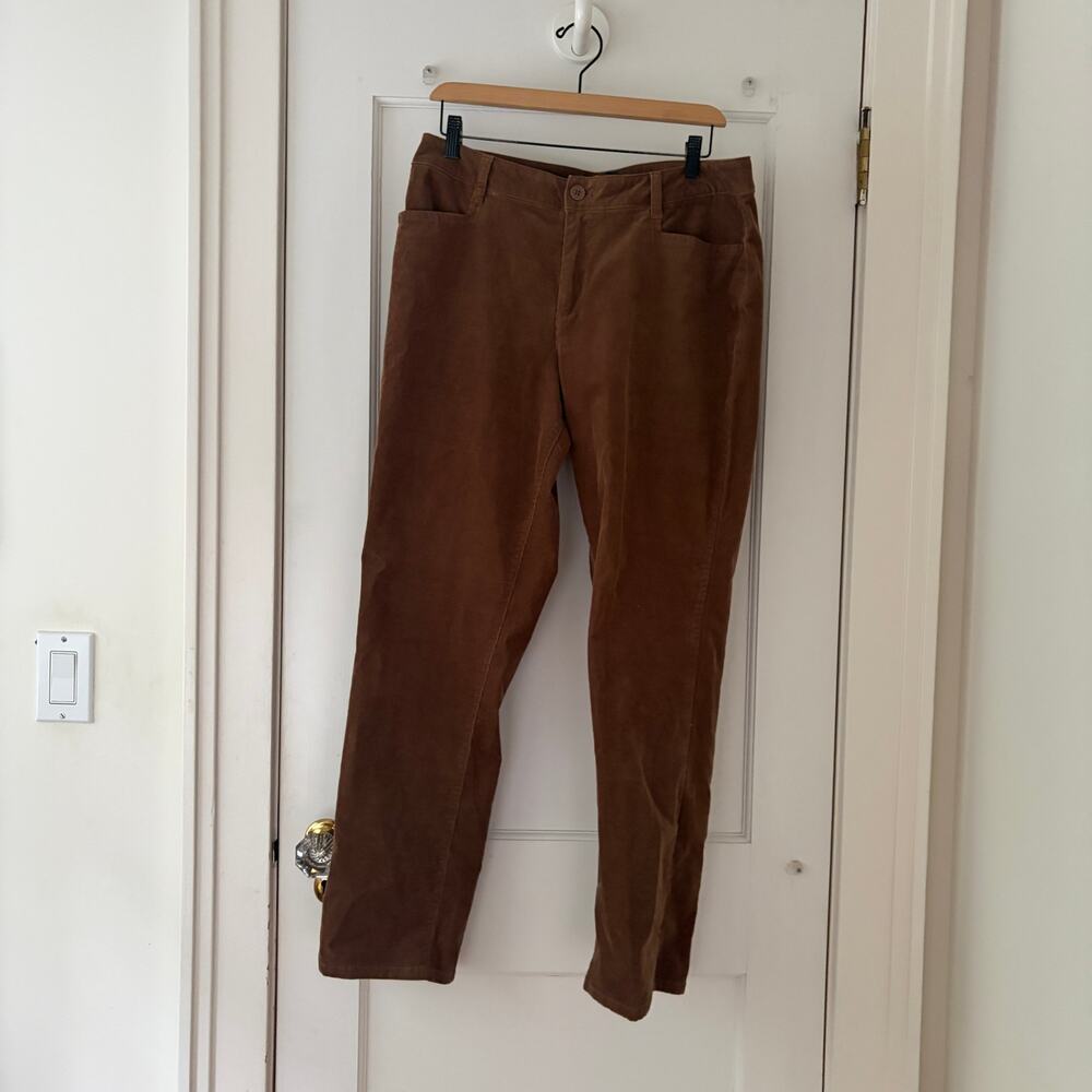 Talbots Straight Leg Stretch Corduroy Pants - Curvy Fit Brown Corduroy Size 12 - Picture 3 of 8
